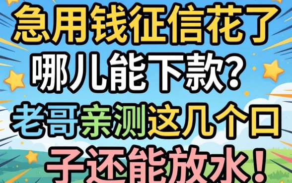 急用钱征信花了哪儿能下款？老哥亲测这几个口子还能放水！