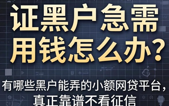 征信黑户急需用钱怎么办？有哪些黑户能弄的小额网贷平台真正靠谱不看征信？