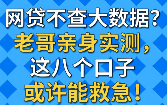 网贷不查大数据?老哥亲身实测,这几个口子或许能救急!