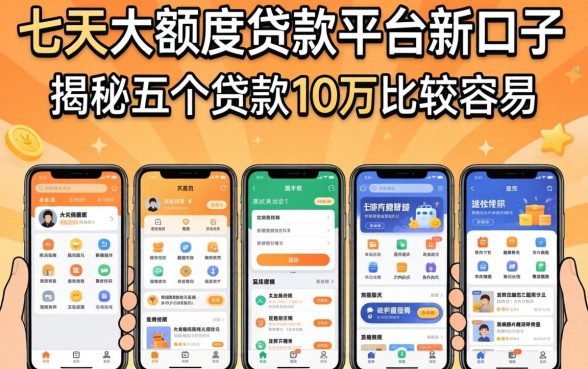 7天大额度贷款平台新口子，揭秘五个贷款10万比较容易的软件