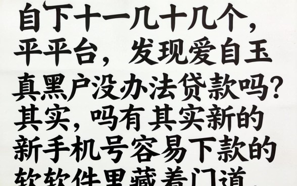 我试了十几个平台,发现黑户真的没办法贷款吗,其实新手机号容易下款的软件里藏着门道