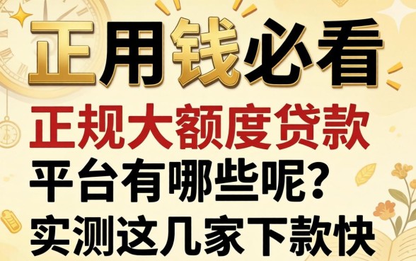 急用钱必看:正规大额度贷款平台有哪些呢?实测这几家下款快