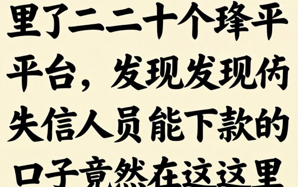 我试了二十个平台，发现失信人员能下款的口子竟然在这里