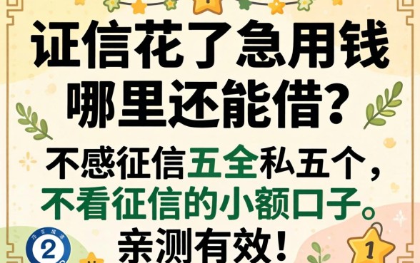 征信花了急用钱哪里还能借？分享五个不看征信的小额口子，亲测有效！