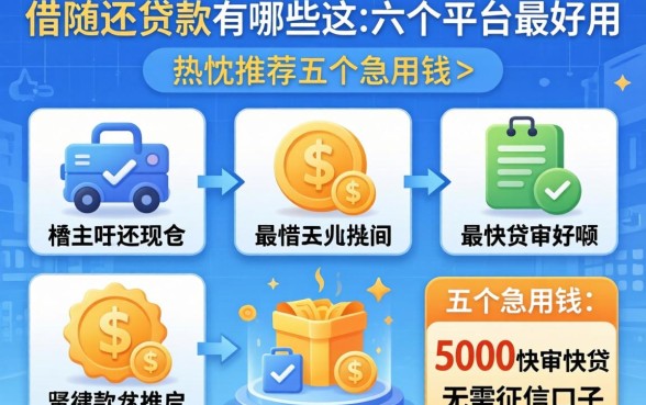 随借随还的贷款有哪些-这六个平台最好用，热忱推荐五个急用钱5000快审快贷无需征信口子