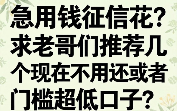 急用钱征信花?求老哥们推荐几个现在不用还或者门槛超低的口子!