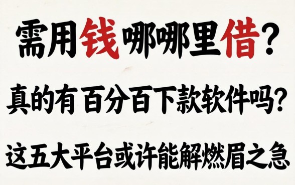 急需用钱哪里借？真的有百分百下款软件吗？这五大平台或许能解燃眉之急