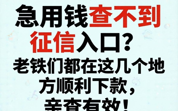 急用钱查不到征信入口？老铁们都在这几个地方顺利下款，亲测有效！