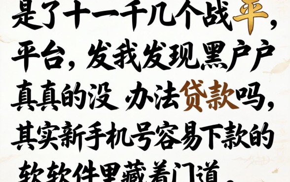 我试了十几个平台,发现黑户真的没办法贷款吗,其实新手机号容易下款的软件里藏着门道