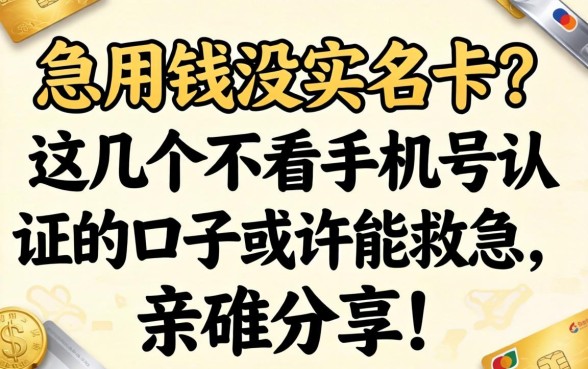 急用钱没实名卡？这几个不看手机号认证的口子或许能救急，亲测分享！