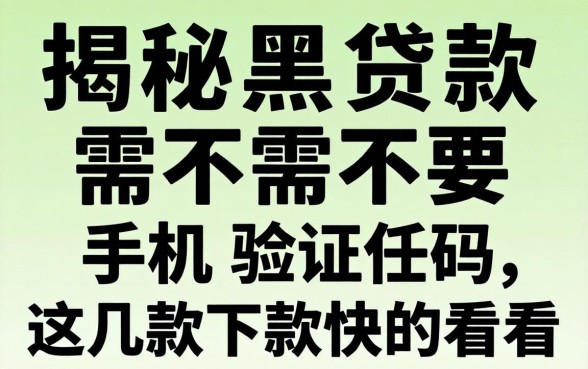 揭秘黑贷款需不需要手机验证码，这几款下款快的看看
