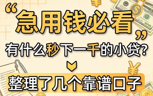 急用钱必看:有什么秒下一千的小贷?整理了几个靠谱口子
