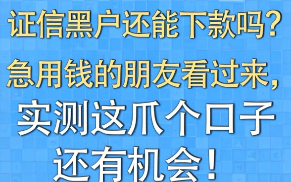 征信黑户还能下款吗?急用钱的朋友看过来,实测这几个口子还有机会!