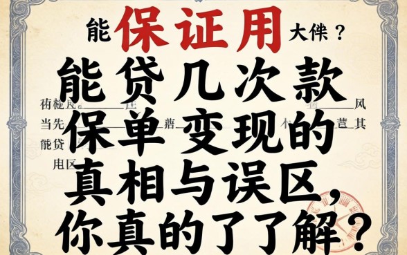 一个保单能贷几次款？保单变现的真相与误区，你真的了解吗？