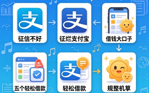 征信黑征信不好征信烂支付宝借钱大口子，规整五个轻松借款无压力app