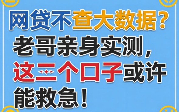 网贷不查大数据?老哥亲身实测,这几个口子或许能救急!