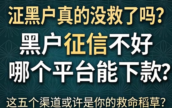 征信黑户真的没救了吗？黑户征信不好哪个平台能下款？这五个渠道或许是你的救命稻草