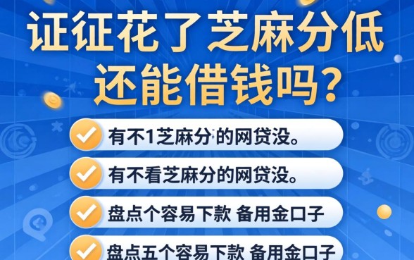 征信花了芝麻分低还能借钱吗？有不看芝麻分的网贷没？盘点五个容易下款的备用金口子