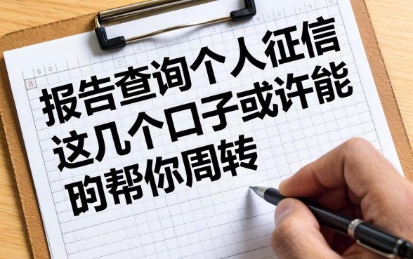 信用报告查询个人征信，这几个口子或许能帮你周转