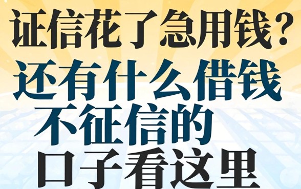 征信花了急用钱？还有什么借钱不征信的口子看这里