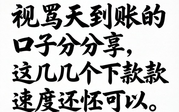 无视黑白当天到账的口子分享，这几个下款速度还可以