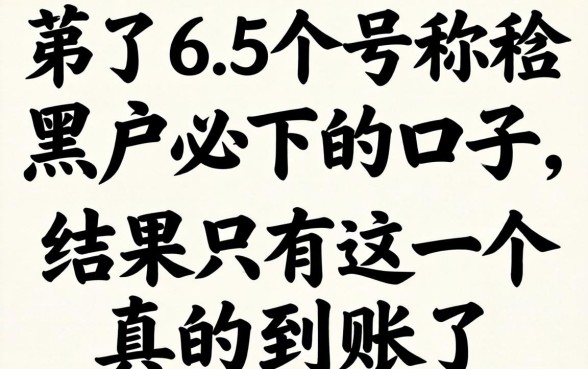 我试了五个号称黑户必下的口子，结果只有这一个真的到账了