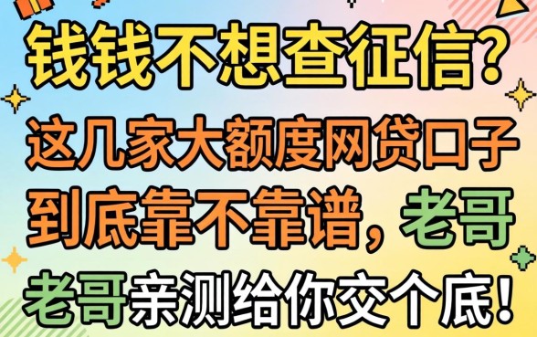 急需用钱不想查征信？这几家大额度网贷口子到底靠不靠谱，老哥亲测给你交个底！