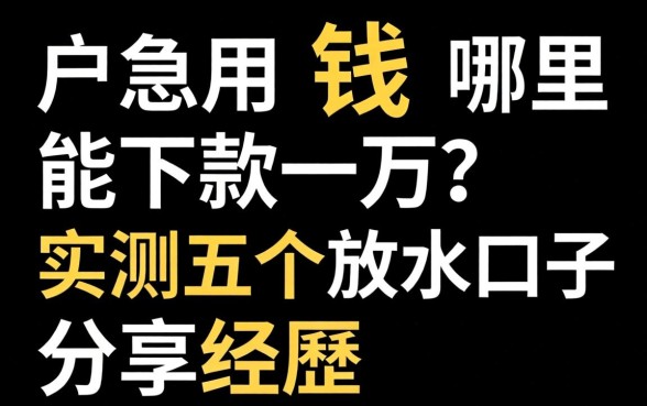 黑户急用钱哪里能下款一万?实测五个放水口子分享经历