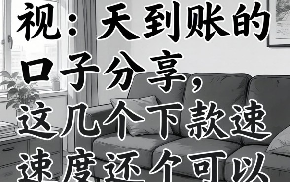 无视黑白当天到账的口子分享，这几个下款速度还可以