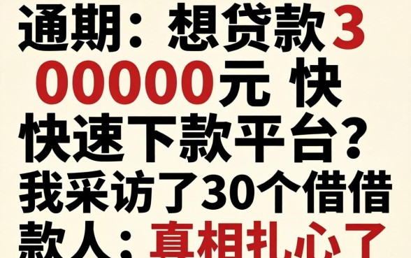 有逾期想贷款3000元快速下款平台？我采访了30个借款人，真相扎心了
