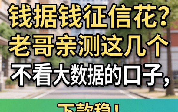 急需用钱征信花？老哥亲测这几个不看大数据的口子，下款稳！
