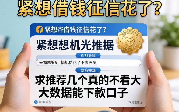 手头紧想借钱但征信花了？求推荐几个真的不看大数据能下款的口子！