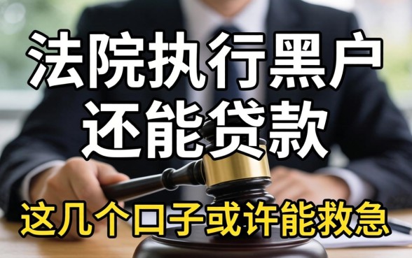 揭秘有法院执行黑户还能贷款的渠道，这几个口子或许能救急