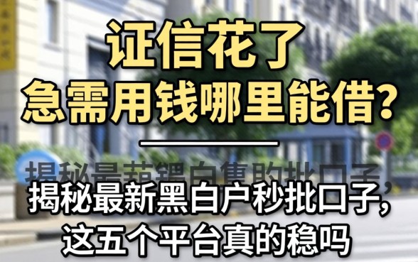 征信花了急需用钱哪里能借？揭秘最新黑白户秒批口子，这五个平台真的稳吗？