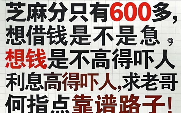 芝麻分只有600多，想借钱是不是利息高得吓人？求老哥们指点靠谱路子！