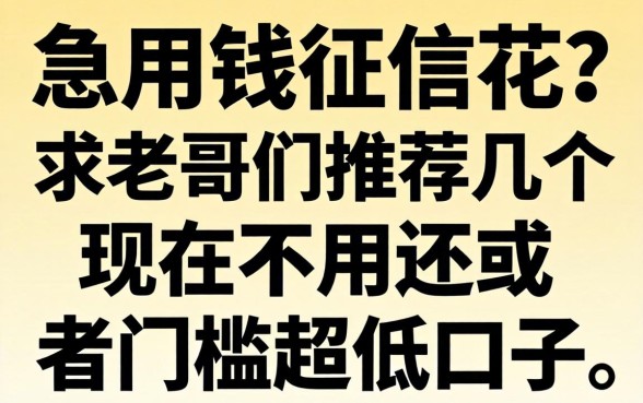 急用钱征信花?求老哥们推荐几个现在不用还或者门槛超低的口子!