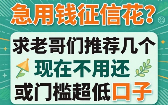急用钱征信花?求老哥们推荐几个现在不用还或者门槛超低的口子!