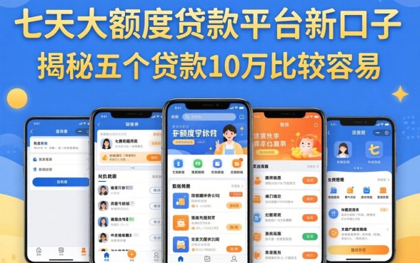 7天大额度贷款平台新口子，揭秘五个贷款10万比较容易的软件