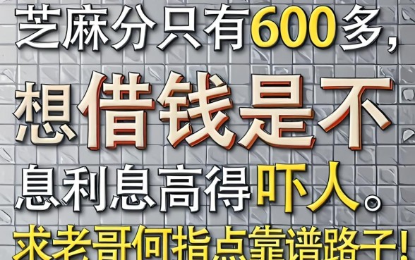 芝麻分只有600多，想借钱是不是利息高得吓人？求老哥们指点靠谱路子！