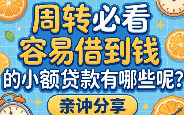 急需周转必看：容易借到钱的小额贷款有哪些呢？亲测分享